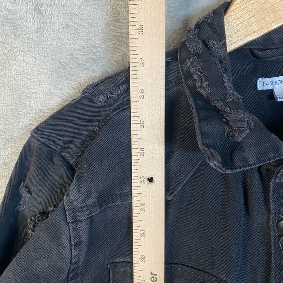 Distressed Denim Shirt Jacket Mens Small Button Up Grunge Streetwear Indie - Picture 10 of 13